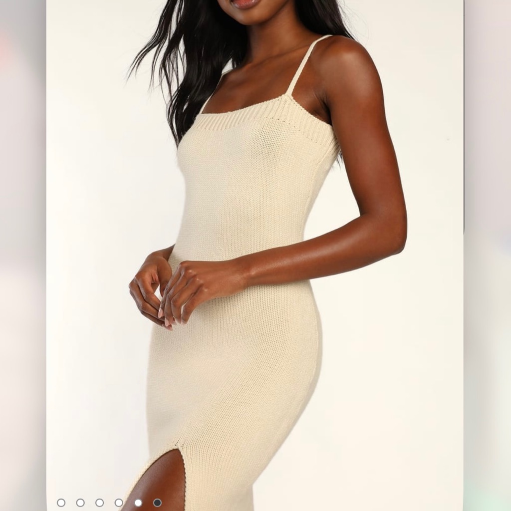 Lulus Warmer Love Cable Knit Midi Dress In Ivory Small